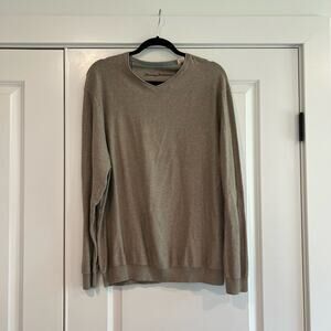 Tommy Bahama Mens V Neck Sweater‎ Pima Cotton Light Brown Size XL